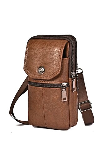 OEM Multifunctional men's bag, leather, light brown, 19x11.5x5cm, shoulder bag