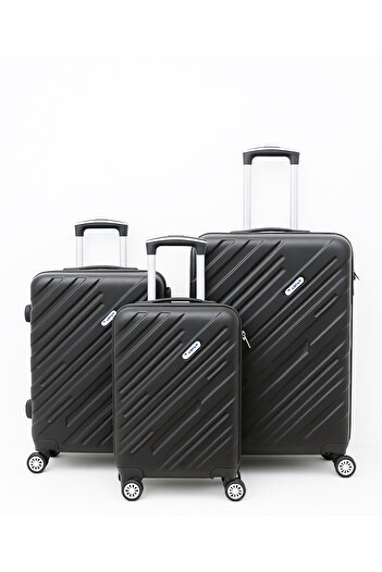 ASFAR Set of 3 Travel Luggage with Combination Lock|360° Rotable Wheels- Dark Grey