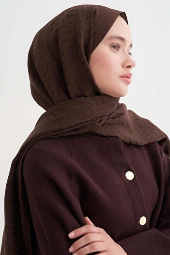 carell Luxe Desen Liora Cotton Shawl Bitter Brown