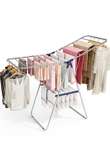 Taimi Foldable 4 Tier Clothes Drying Rack for Laundry Rolling Black/Grey