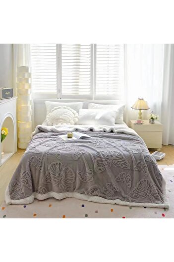 OEM Cocolino blanket with plush back for double bed, embossed butterfly pattern, practical, fine texture, BF