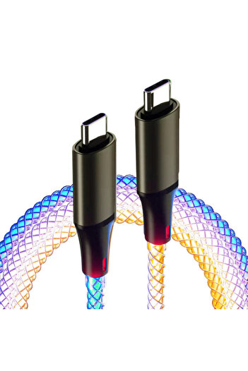 Choice Type C To Type C 1PC Fast Charging RGB Breathing Luminous Gradient Light Data Cable 66W TYPE-C Charg