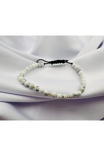 OEM Bracelet with howlite and 5 beads of 14k gold code: BRPS64