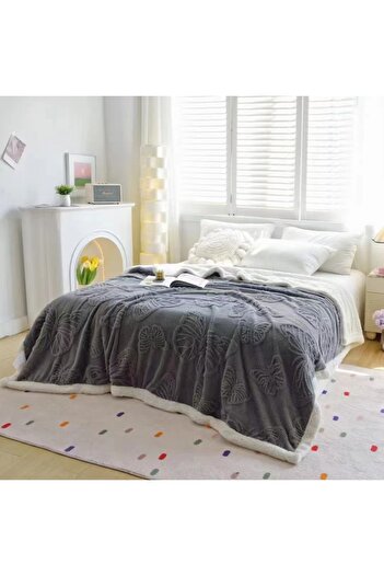 OEM Cocolino blanket with plush back for double bed, embossed butterfly pattern, practical, fine texture, BF-6