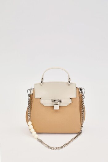 Levidor Khaki Pearl Strap Detailed Handbag