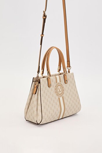 Levidor Khaki Monogram Patterned Handbag