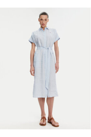 Tommy Hilfiger Rochie tip cămașă pentru femei WW0WW44653 Albastră