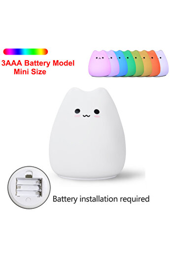 Choice A Cute Cat Night Light For Baby Kids Cartoon 7 Colors Silicone Sleeping Lamp Touch Sensor Table Lam.