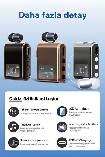 TECHNOMEN LCD Ekranlı Bluetooth Kulaklık 5.4 Çipli 20 Saat Dinleme Hızlı Şarj Titreşimli Arama Uyarısı