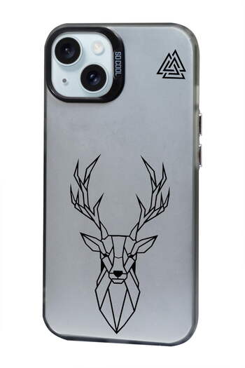 PrintiFy Triangle Deer Design Metallic Look Matte Silicone Case Compatible with iPhone 14