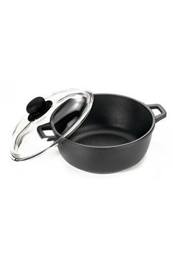 ANTIK ARS Round saucepan 28xh6.5cm with handles and lid, aluminum, non-stick coating