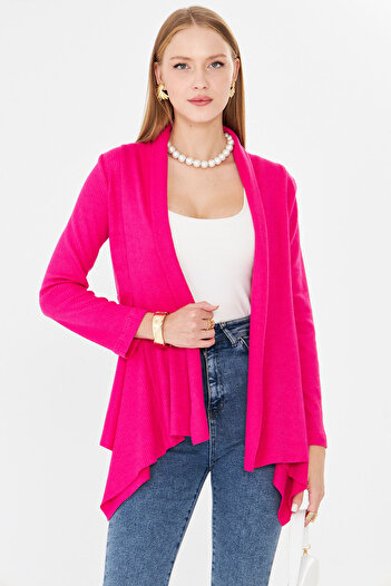 armonika Women's Fuchsia Patterned Knitwear Casual Cardigan Arm-26K001006