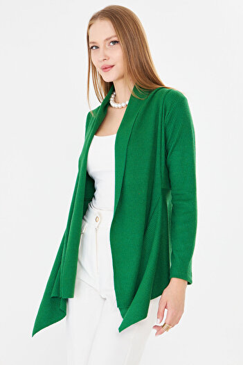 armonika Women's Green Patterned Knitwear Casual Cardigan Arm-26K001006