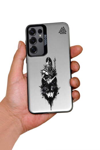 PrintiFy Spartan Wolf Design Metallic Look Matte Silicone Case Compatible with Samsung S25 Ultra