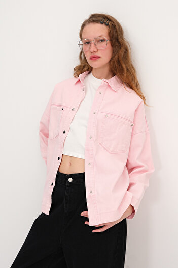 Addax Snap Fastener Denim Jacket C1050