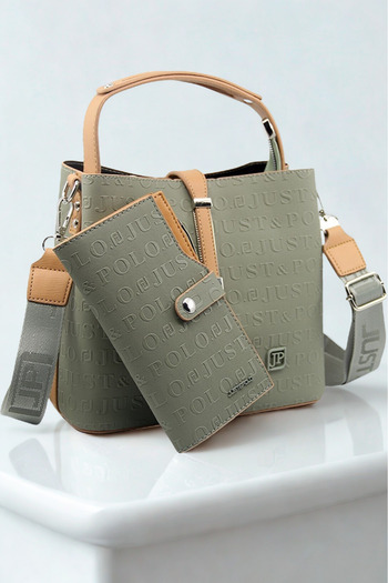 POLO BAG Original Just Polo Suitable for Daily Use Wide Strap Green Color Women's Shoulder Bag 4002 Green-1