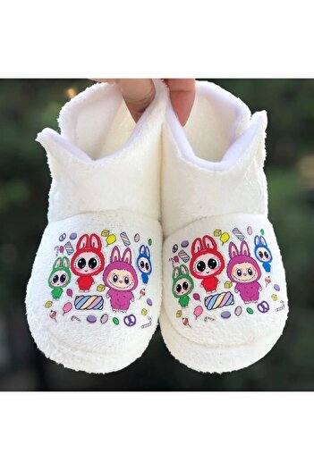 Pandalina Girl's Panduf with Side Stripes and Figures, Kindergarten Nursery Home Shoes, House Boots