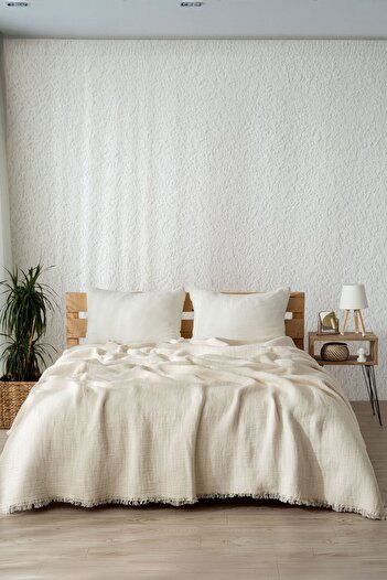 MYLASA HOME Premium Muslin Quilt 240X260 cm 100% Cotton, Made in Turkey, Lightweight and Breathable