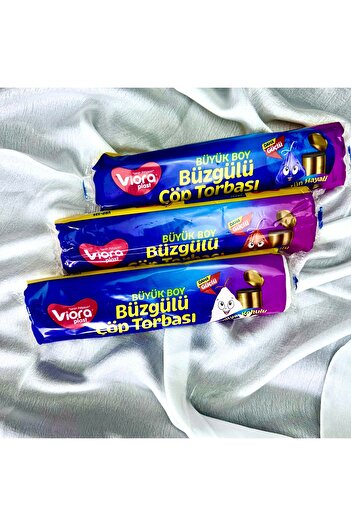 VİORAPLAST 3"lü Ekonomik Set (Çilek,Vanilla,Neptün Hayali)Büyük Boy 30 Adet Kokulu Çöp Poşeti