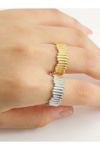 Hinari Ridged Road 14k Gold-Plated Stainless Steel Ring