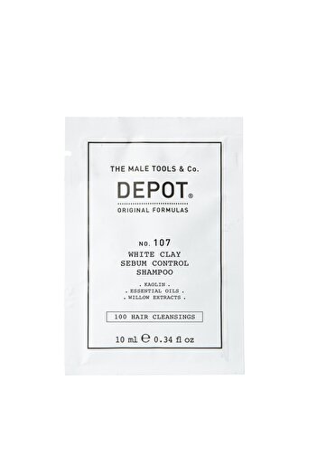 DEPOT , 100 Hair Cleansing No. 107, Kaolin, Hair Shampoo, For Regulation Of Excessive Sebum, 10 ml