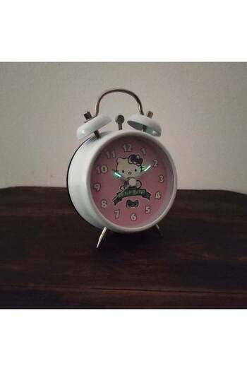 SANRIO Hello Kitty alarm clock, white, fluorescent hands, 13 cm, ZR26319