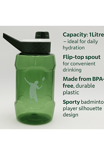 TSUMAB Sports Water Bottle with Flip-Top Lid – 1 Litre (Green)