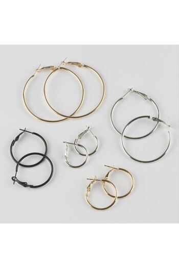 ZERO LAND Msa-Shop Classic Hoop Earrings-Black