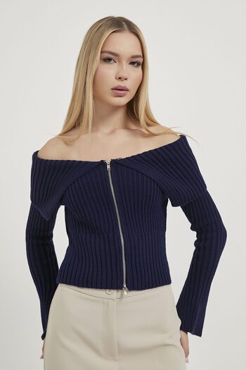 Arma Life Armalife 1180 high neck sleeve slit detail zipped crop women's cardigan