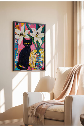 21mxm Black Cat Canvas Print – Digital Artwork on Unframed - Black Cat 04
