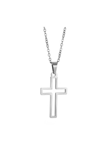 Tessero Stainless steel chain with a cut-out cross pendant, length 60 cm,