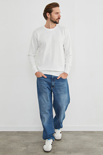 Fulla Moda Striped Crew Neck Knitwear Sweater