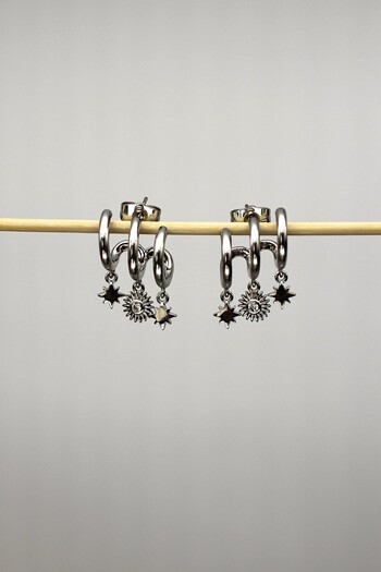 Nenya Vip Steel Triple Appearance Zircon Stone Sun Model Earrings