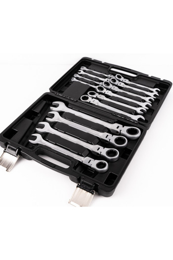 TEHNOSHOP Ratchet + jointed head combination wrench set 8-24mm, 14 pieces
