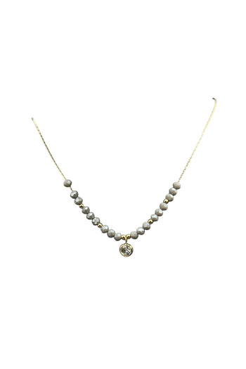 ElectraStore Gold Necklace with Gray Crystals