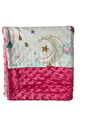 ATELIER ALEDA Baby blanket, moon/star print, cotton/minky, Atelier Aleda, 75x95 cm
