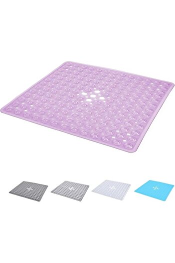 TranquilBeauty Purple non-slip rug with suction cups for the bathroom, 53x53 cm,