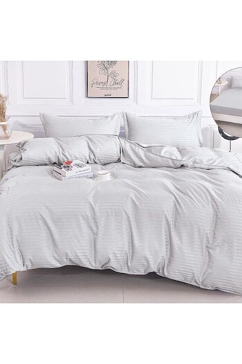 Casa de Vis Double Bed Linen Set, Satin Cotton, 180 x 200 cm, 4 Pieces, Gray,