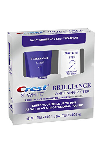 CREST 3D White Brilliance 2 Step Kit, Elite Deep Clean Toothpaste 113g + Teeth Whitening Gel 65g
