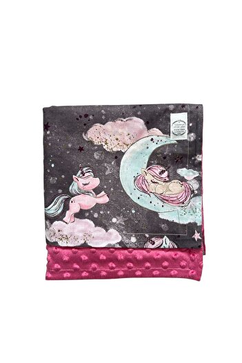 ATELIER ALEDA Baby blanket, unicorn and rainbow print, cotton/minky, Atelier Aleda, 75x95 cm