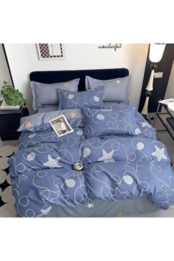 Casa de Vis Double bed linen set, satin cotton, 180 x 200 cm, 6 pieces, with elastic, multicolor