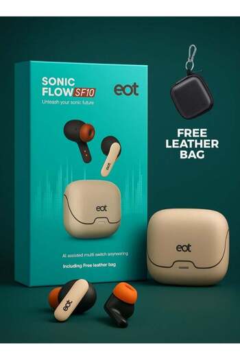 E.O.T EOT SonicFlow SF10 True Wireless Bluetooth Earphones, Wireless Bluetooth Earbuds, Free Leather Bag
