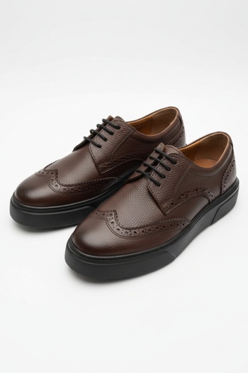 LUSIVE Brown 100% Genuine Leather Ultra Comfortable Men's Casual Shoes Luass27Al0048