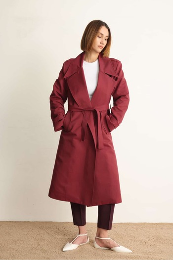 Swass Gabardine Trench Coat Burgundy