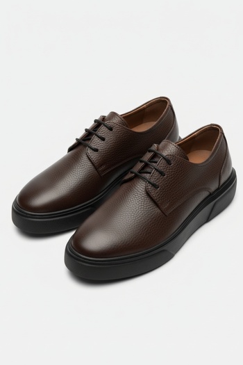 LUSIVE Brown 100% Genuine Leather Ultra Comfortable Men's Casual Shoes Luass27Al0050