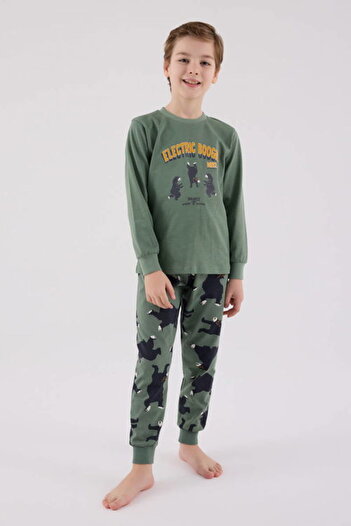 Rolypoly Children's Pajama Set, 100% Cotton, Crew Neck, Long Sleeve, Electric Boogie Printed, Leg & Sleeve Elastic