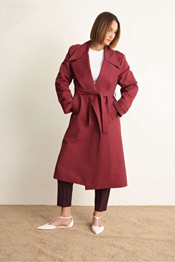 Swass Gabardine Trench Coat Burgundy