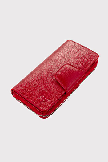 Garbalia Lobby Genuine Leather Red Portfolio Women's Wallet