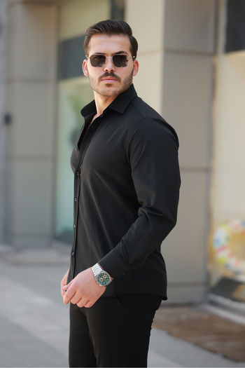 VELNO Black Poplin Shirt-Velno