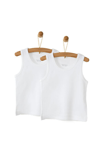 MUK's Beauty Tools Boy's White Undershirt 2-Piece (100% Cotton)